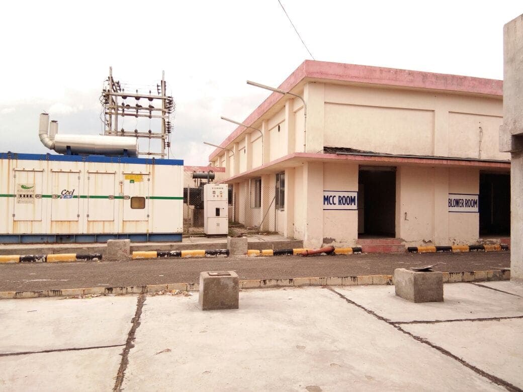MCC and blower rooms with adjacent diesel generator and electrical switchyard serving the 50 MLD Jalandhar STP, Punjab