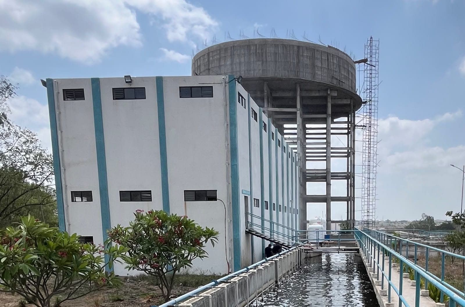 The chemical house building at the PCMC 100 MLD water treatment plant, housing dosing and chemical storage systems
